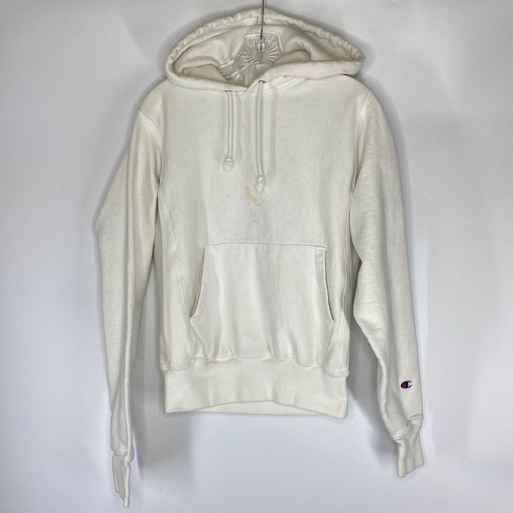 Champion Revere Weave White Hooded Sweatshirt Size XS